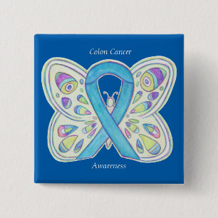 Macaron Carré 5 Cm Colon Cancer Beurre de sensibilisation Ruban perso