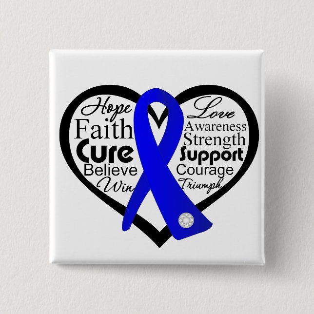Macaron Carré 5 Cm Colon Cancer Heart Ribbon Collage (Devant)