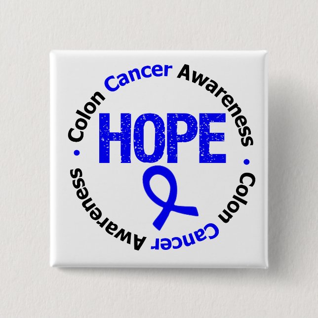 Macaron Carré 5 Cm Colon Cancer Hope (Devant)