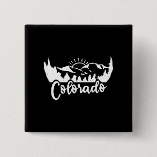 Macaron Carré 5 Cm Colorado Tee - Retro Montagnes Vintages Randonnée