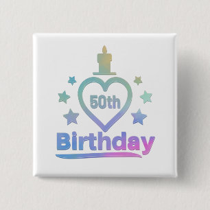 Macaron Carré 5 Cm coloré drôle J'aime mon design de 50e anniversaire