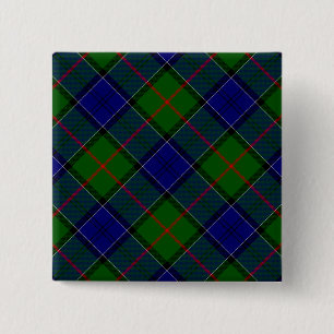 Macaron Carré 5 Cm Colquhoun tartan bleu vert plaid