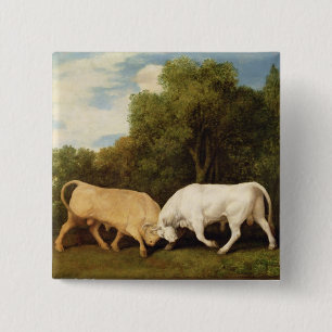 Macaron Carré 5 Cm Combat de taureaux de George Stubbs , 1786 (huile
