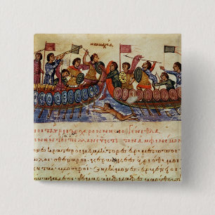 Macaron Carré 5 Cm Combat naval entre deux bateaux