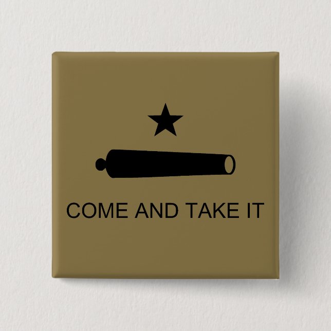 Macaron Carré 5 Cm Come & Take It ! Flag de Texas State (Devant)