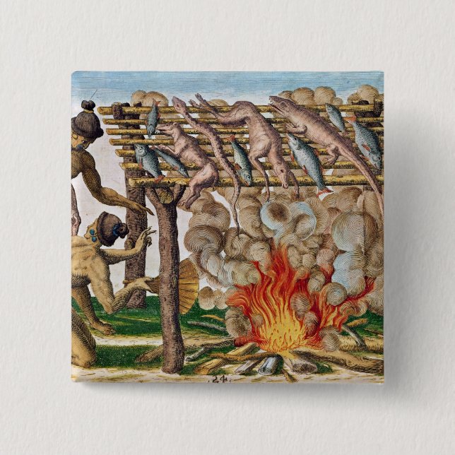 Macaron Carré 5 Cm Comment griller des animaux, 'de Narratio brevis (Devant)