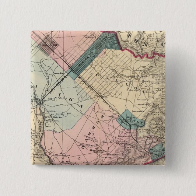 Macaron Carré 5 Cm Comté d'Atlantic, New York (Devant)