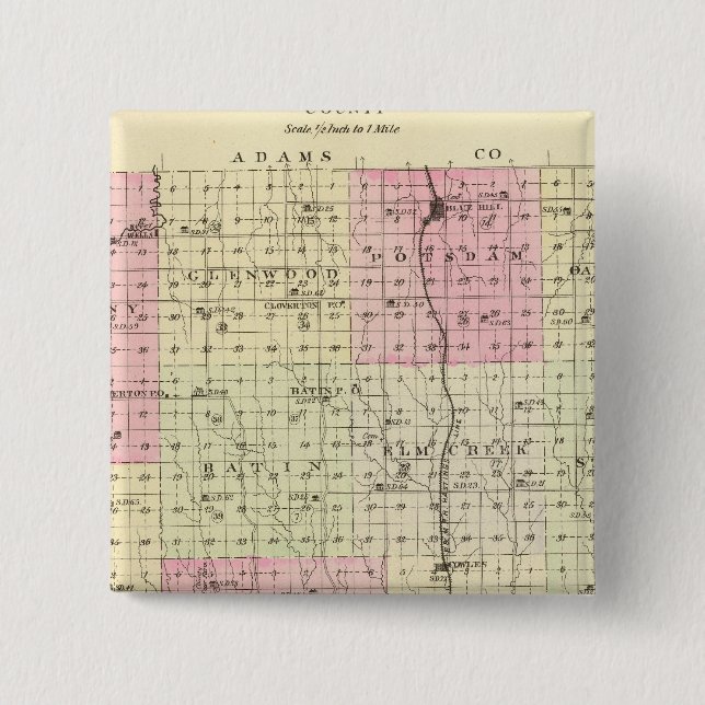 Macaron Carré 5 Cm Comté de Webster, Nebraska (Devant)