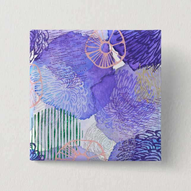 Macaron Carré 5 Cm Conception abstraite violette (Devant)