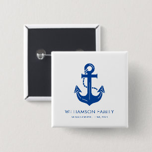 Macaron Carré 5 Cm Conception de croisière familiale nautique d'ancre