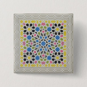 Macaron Carré 5 Cm Conception de mosaïque d'Alhambra, 'de l'Arabe
