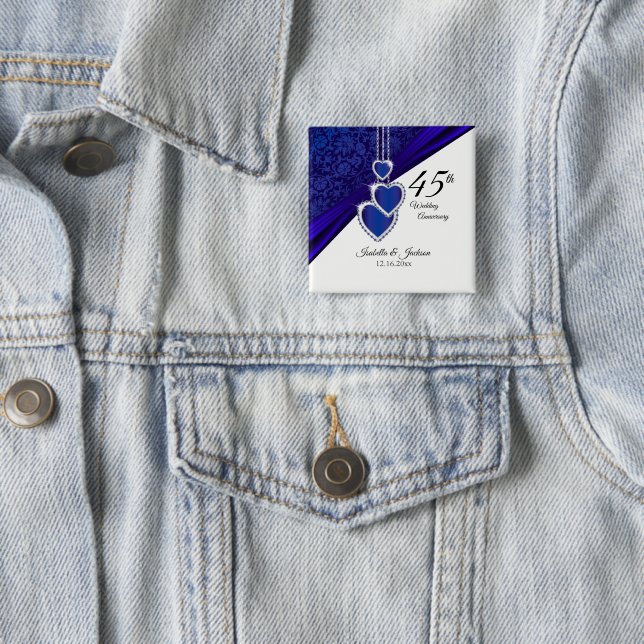 Macaron Carré 5 Cm Conception du 45e anniversaire du Mariage (En situation)