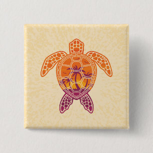 Macaron Carré 5 Cm Conception Tropicale de la tortue de mer coucher d