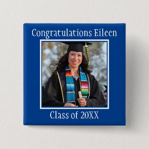 Macaron Carré 5 Cm Congratulations Graduate name and photo    Button