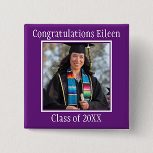 Macaron Carré 5 Cm Congratulations Graduate name and photo    Button
