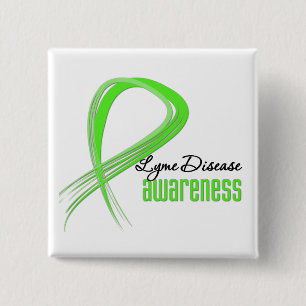 Macaron Carré 5 Cm Conscience grunge de la maladie de Lyme de ruban