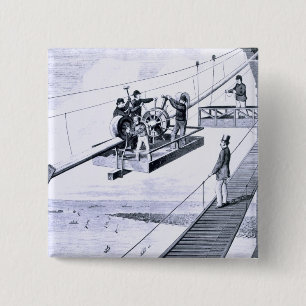 Macaron Carré 5 Cm Construction de pont de Brooklyn, New York (litho)