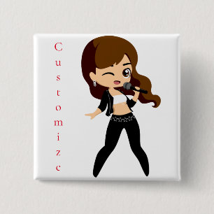 Macaron Carré 5 Cm Cool fille chante Karaoke Thunder_Cove