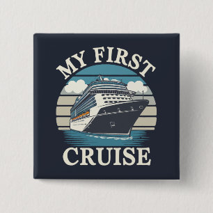 Macaron Carré 5 Cm Cool Ma première croisière Famille Vacances Corres