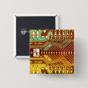 Macaron Carré 5 Cm Cool Turquoise Jaune Unique Retro Steampunk Monogr