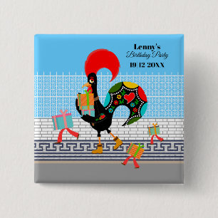 Macaron Carré 5 Cm Coq portugais avec cadeaux Fête d'anniversaire 1 a
