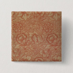 Macaron Carré 5 Cm Coquelicot rose (par William Morris) (Motif vintag