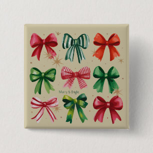 Macaron Carré 5 Cm Coquettes de Noël Rouge Vert Arc Fille Saison de N
