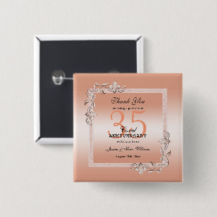 Macaron Carré 5 Cm Coral Gem & Parties scintillant 35e anniversaire d