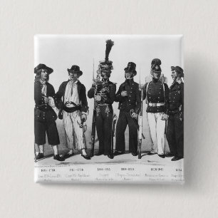 Macaron Carré 5 Cm Costumes des marines françaises à partir de 1680