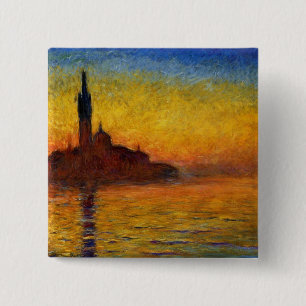 Macaron Carré 5 Cm Coucher de soleil de Monet Venise Impressionnisme 