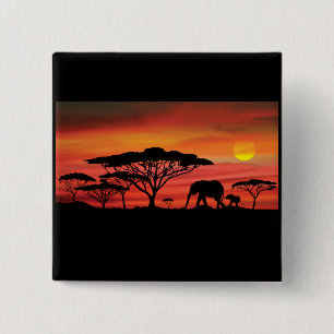 Macaron Carré 5 Cm Coucher de soleil éléphant
