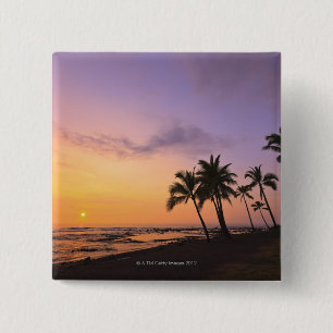 Macaron Carré 5 Cm Coucher de soleil sur la baie de Kahaluu à Kona, H