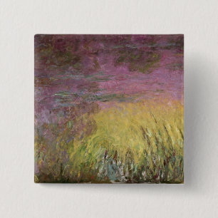 Macaron Carré 5 Cm Coucher du soleil de nénuphars de Claude Monet  ,