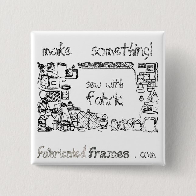 Macaron Carré 5 Cm Coudre Avec Bouton Broche De Tissu (Devant)