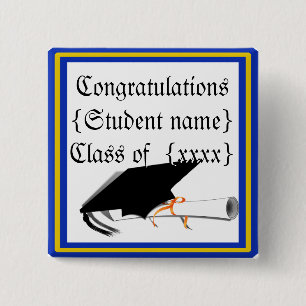 Macaron Carré 5 Cm Couleur Casquette de 2e année Bleu et or