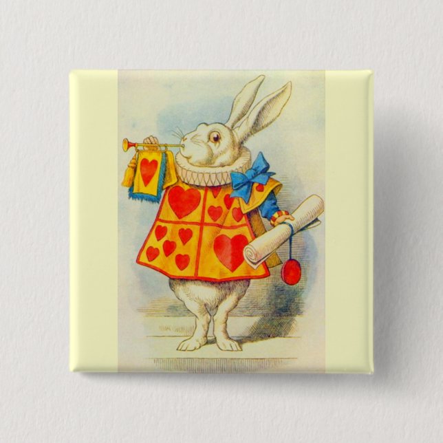 Macaron Carré 5 Cm Couleur complète du lapin blanc (Devant)