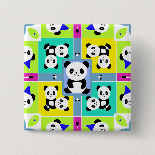Macaron Carré 5 Cm Couleurs lumineuses d'ours panda adorables