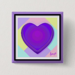 Macaron Carré 5 Cm Couleurs pastel & coeurs violets battre