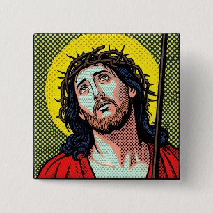 Macaron Carré 5 Cm Couronne d'épines Religious Pop Art en demi-teinte