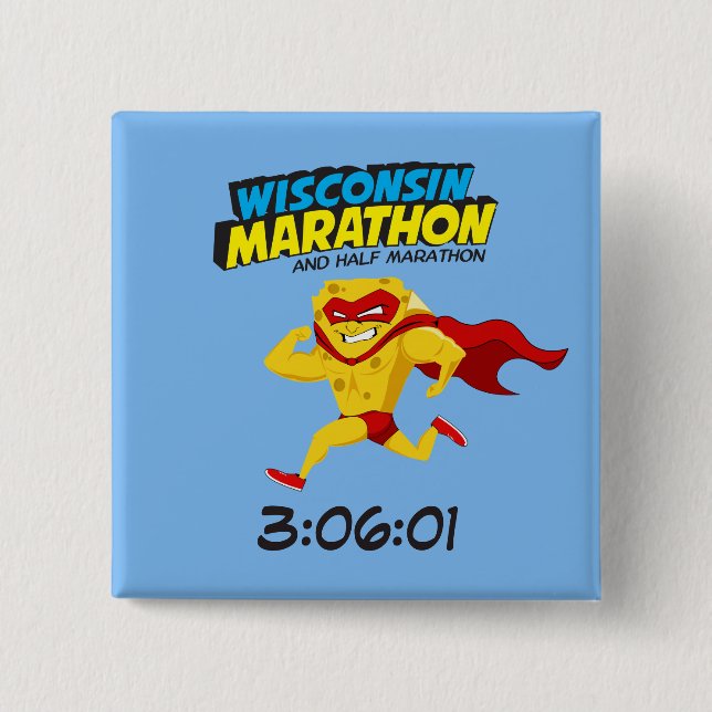 Macaron Carré 5 Cm Courrier-Marathon de marathon du Wisconsin (Devant)