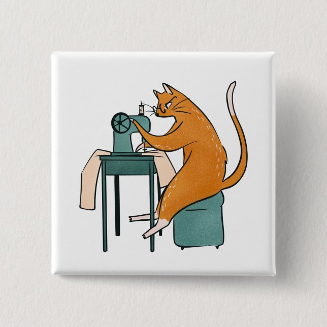 Macaron Carré 5 Cm Couture vintage de chat (Devant)