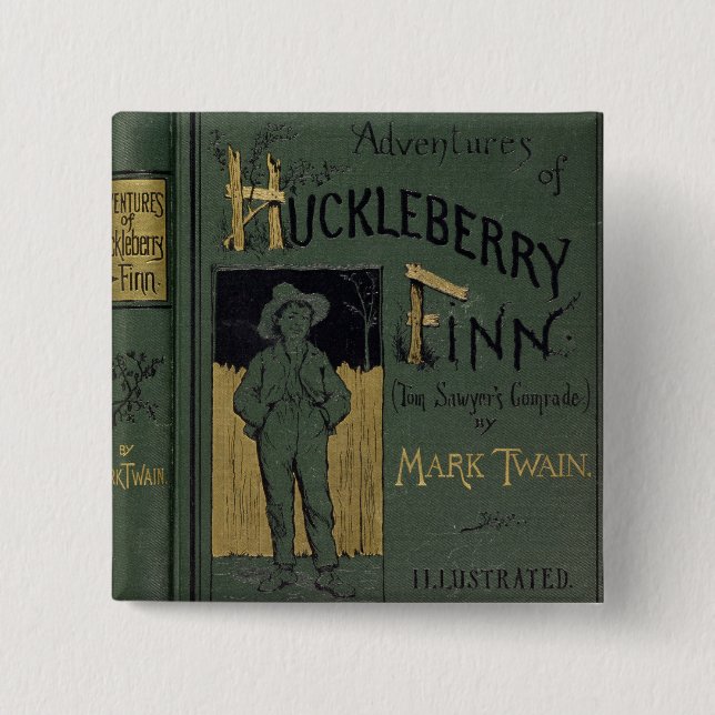 Macaron Carré 5 Cm Couverture des "aventures de Huckleberry Finn" par (Devant)