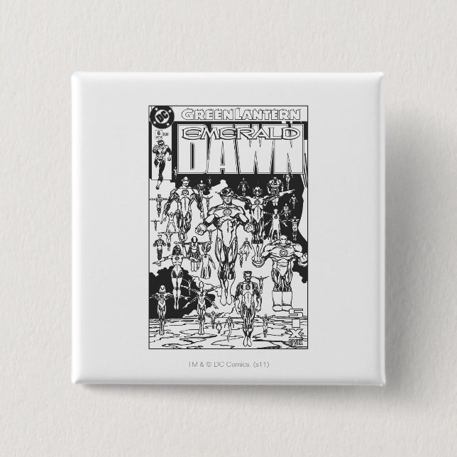 Macaron Carré 5 Cm Couverture verte d'aube, noire et blanche (Devant)