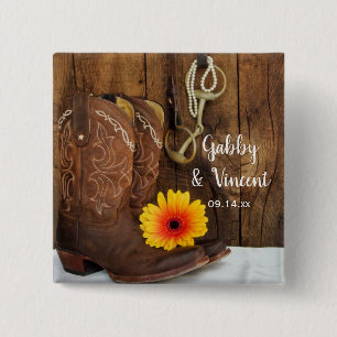 Macaron Carré 5 Cm Cowboy Boots, Daisy and Horse Bit Country Wedding