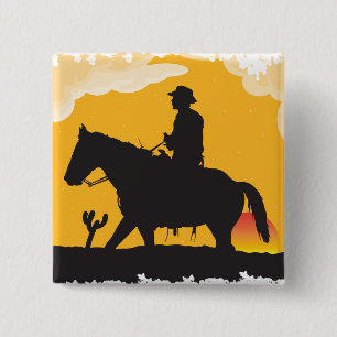 Macaron Carré 5 Cm Cowboy de coucher du soleil