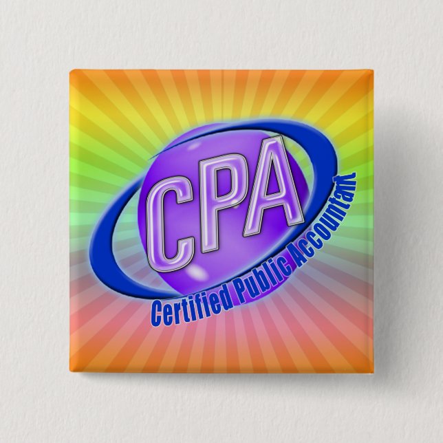 MACARON CARRÉ 5 CM CPA ORB SWOOSH LOGO COMPTABLE PUBLIC CERTIFIÉ (Devant)