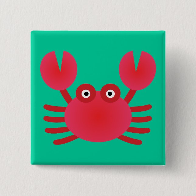 Macaron Carré 5 Cm Crabe amusant (Devant)