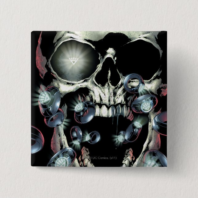 Macaron Carré 5 Cm Crâne et anneaux - couleur (Devant)