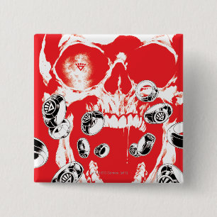 Macaron Carré 5 Cm Crâne et anneaux - rouge