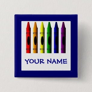 Macaron Carré 5 Cm Crayons Cute Blue Name Crayon Button Modèle